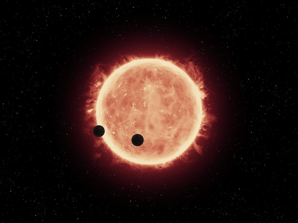 Una rappresentazione artistica di due super-Terre che transitano davanti alla loro stella madre. Crediti: NASA/ESA/STScI/J. de Wit (MIT).