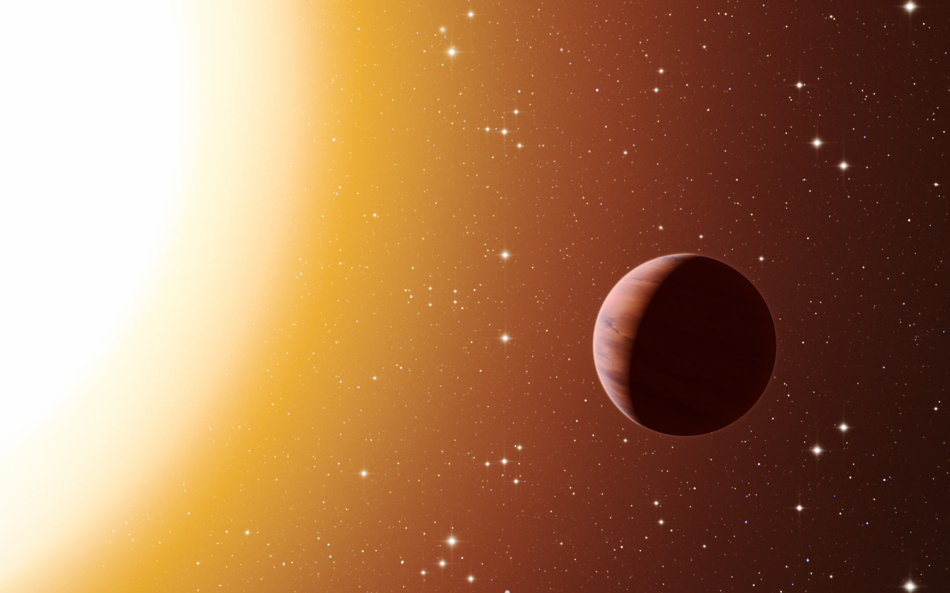 Rappresentazione artistica di un pianeta attorno ad una stella di ammasso. L. Calcada / ESO.