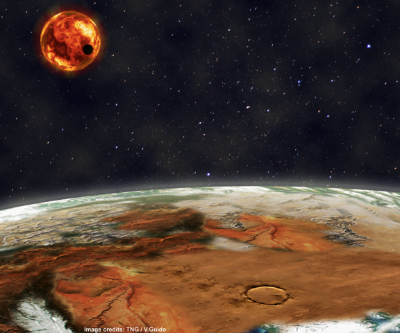 Immagine: artist view del sistema solare di Kepler-10 (V. Guido/FGG)
