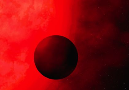 Rappresentazione artistica di un pianeta in orbita attorno a una stella gigante rossa. 